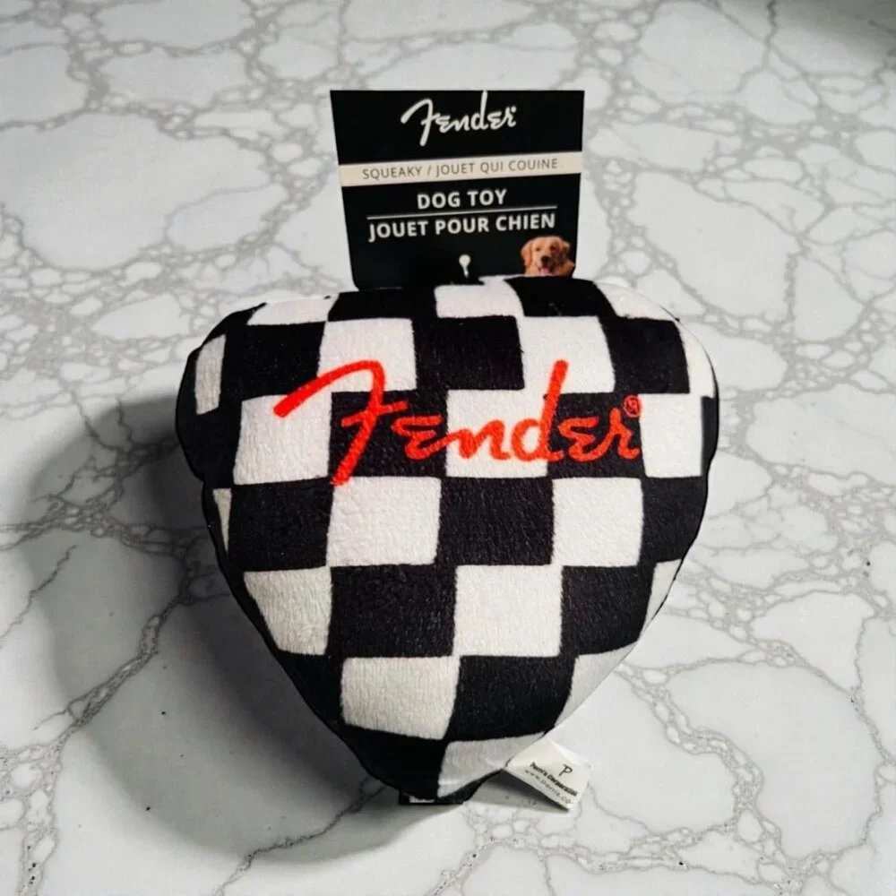 Fender Guitar Pick Shaped Dog Toy with‎ Squeaker NWT